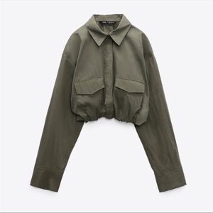 NWT Zara button down long sleeve crop top